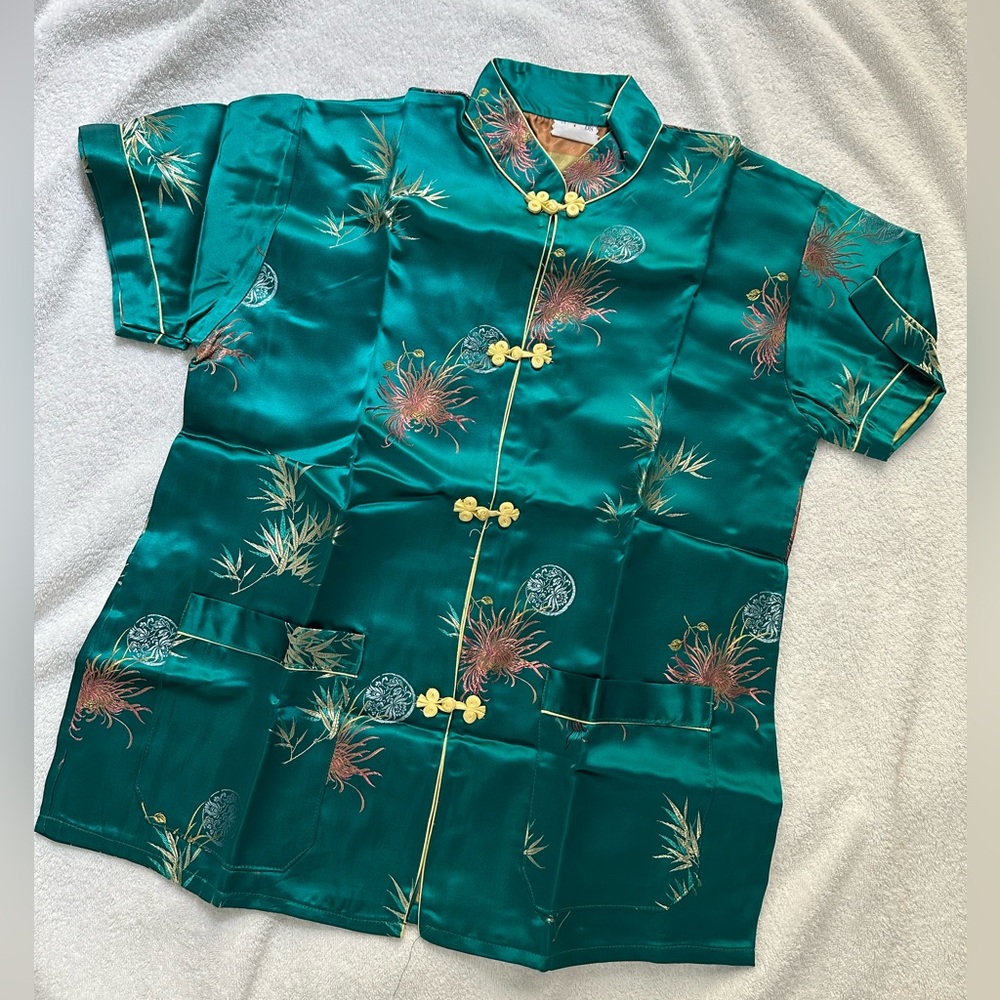 Vintage Teal Chinese Top